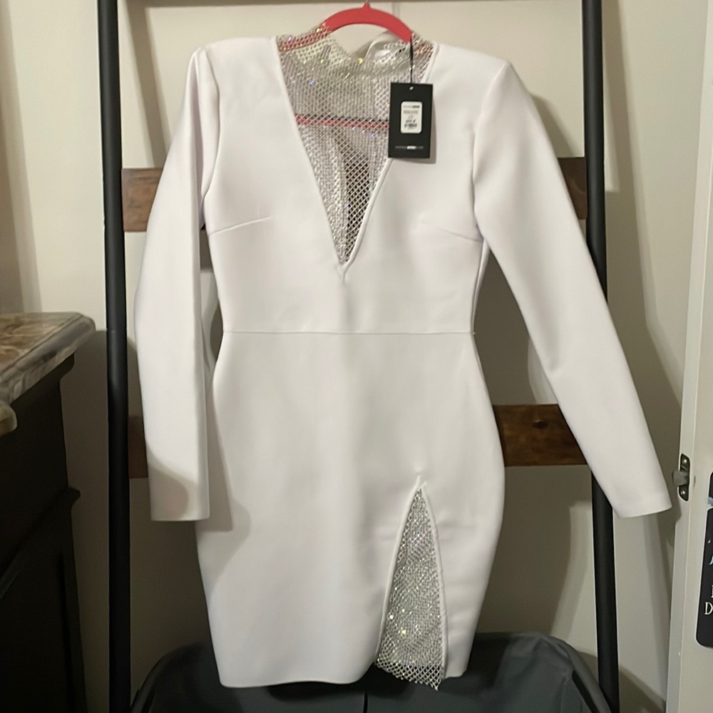 White long sleeve fashion nova dress